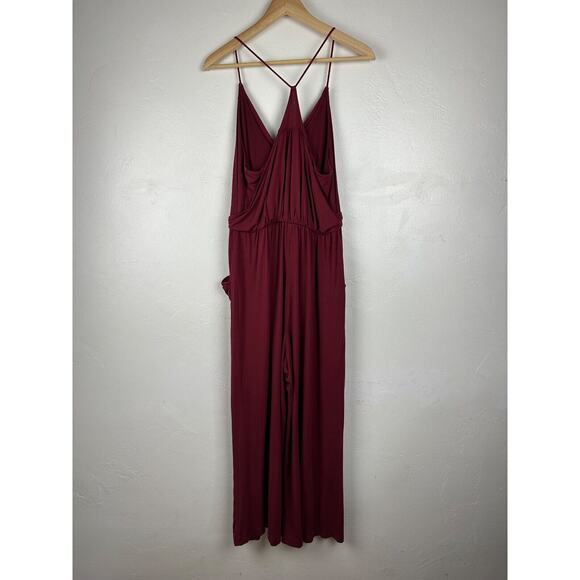 Anthropologie Moulinette Soeurs Size Medium Willa Burgundy Wide-Leg Jumpsuit - Picture 8 of 13